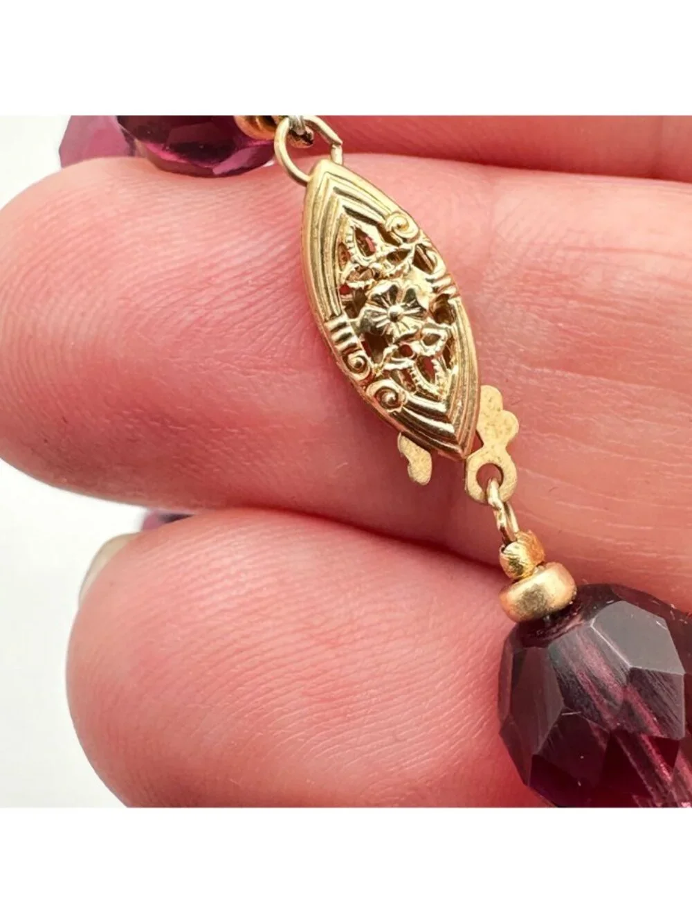 Womens Necklace 14k Gold Clasp Purple Crystal 15 Inch Choker Petite Size